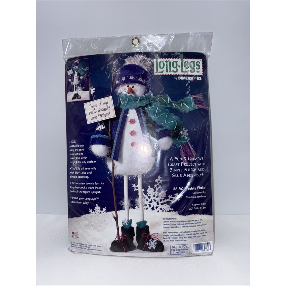 LONG LEGS‎ Dimensions Freddy Flake 62180 Christmas craft decoration Snowman Kit